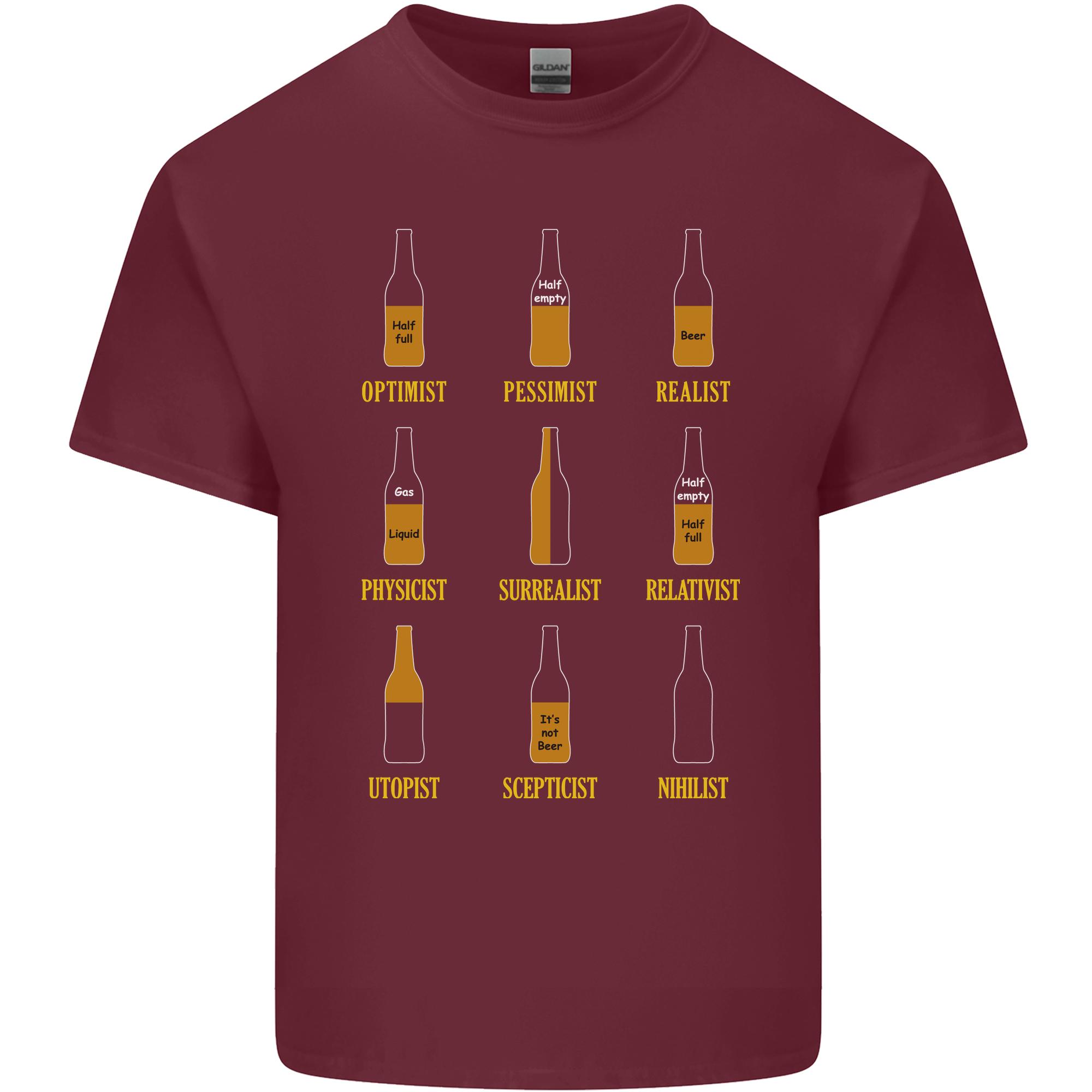 Optimism Pessimism Beer Alcohol Funny Unisexs Light Cotton TShirt S