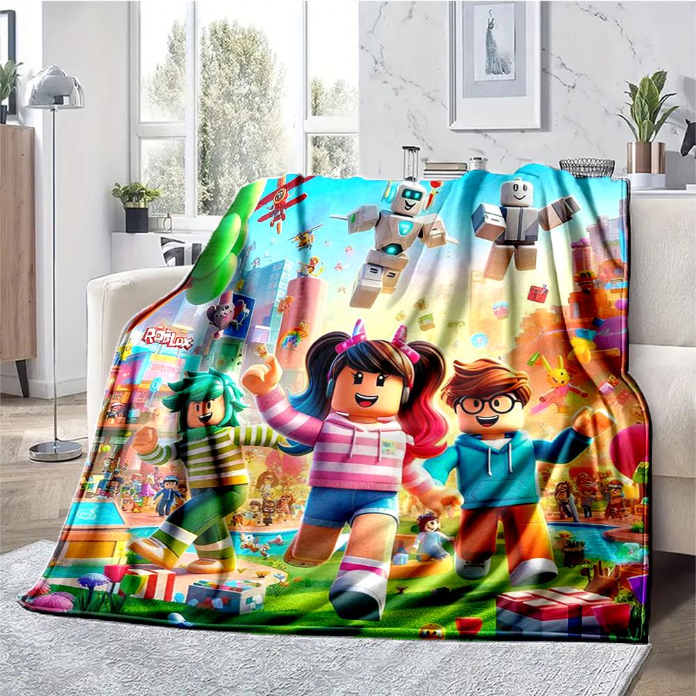 Roblox Theme Printed Blanket - Perfect for Couch, Bed, Travel & Outdoor Use | Machine Washable, Cozy & Durable.