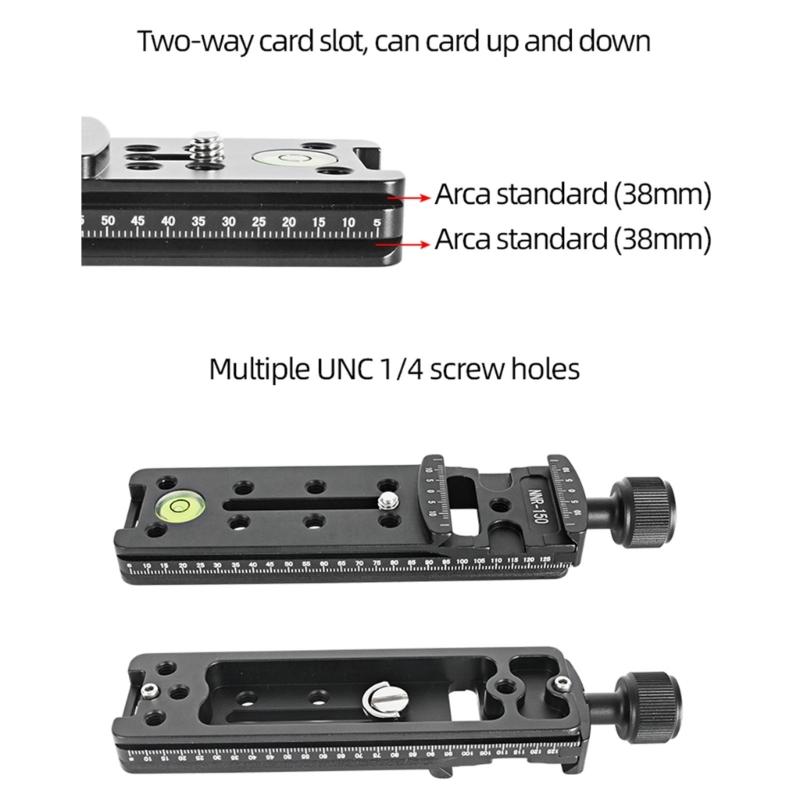 NNR150/NNR150S Camera Clamp Lens Quick Release Long Plate Clamp Mount Clip with Built-in High Contrast Bubble Level