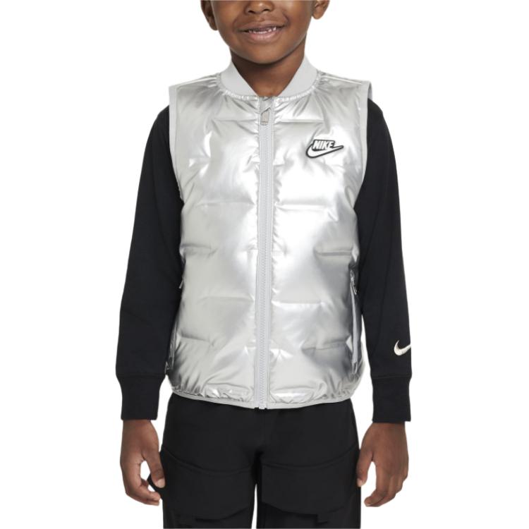 

Nike Warm Casual Zipper Down Vest Kids Vests Silver HQ7321-083 L