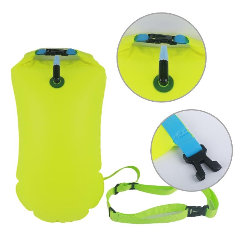 Swim Safety Tow Float Dry Bag, Inflatable PVC Float with Adjustable Waist Belt