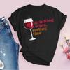 Rotweinglas Muster Reine Baumwolle Bedruckt Unisex und Damen Mode Trend T-Shirt Neu Personalisiert Rundhals Lässiges T-Shirt