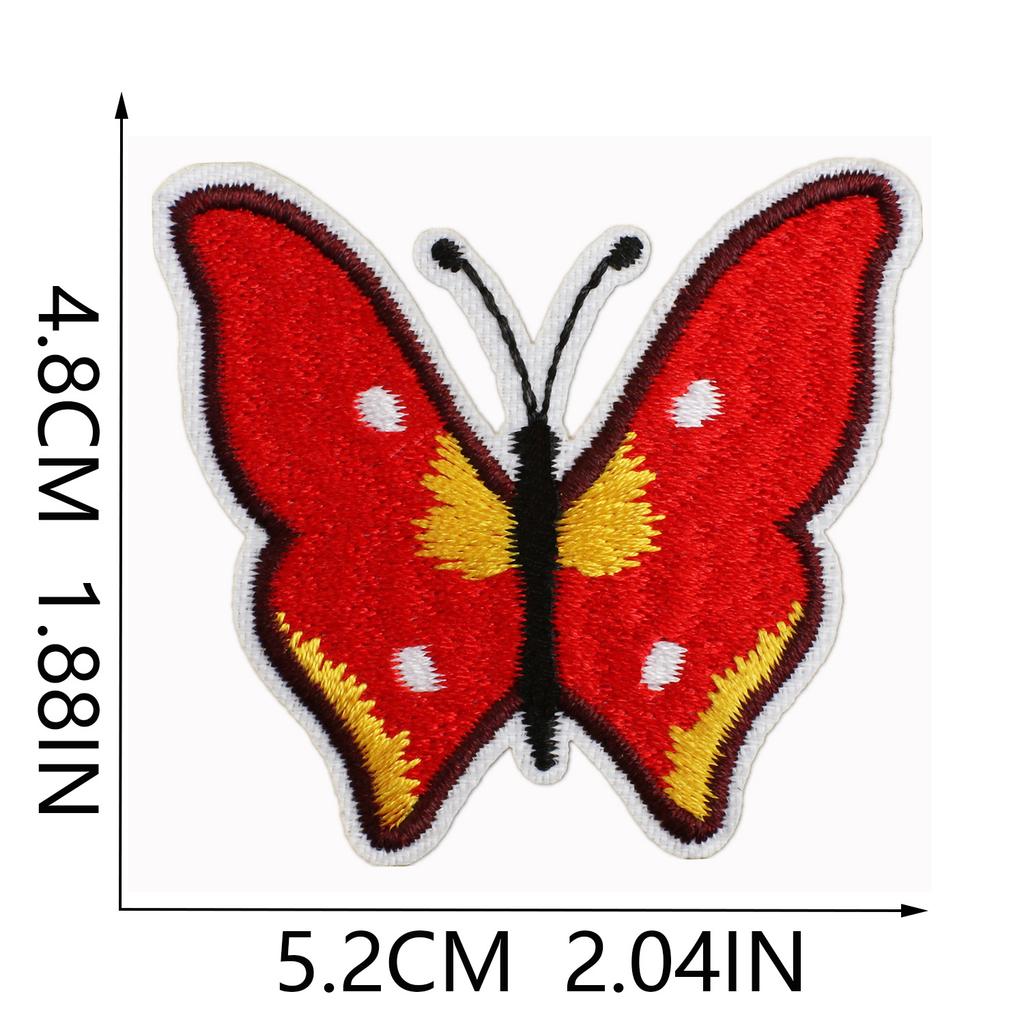 Butterfly World Embroidery Cloth Sticker Colored Flower Butterfly Computer Embroidery Label Clothes Decorative Patch Sticker Blue Butterfly