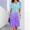 3D Digital Printing Dresses Women's Summer Short-sleeved O-neck Casual Loose Dress