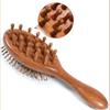 Double-Sided Head Massage Comb Comfortable Handle Wooden Meridian Hair Comb  Scalp Care