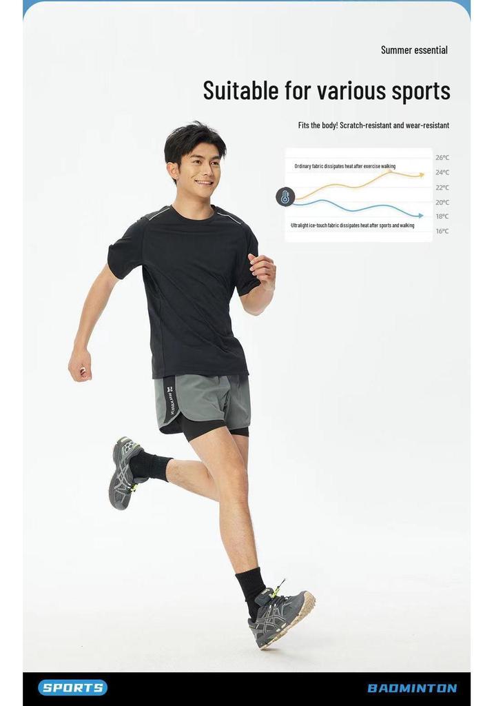 2024 Men's Quick-Dry Round Neck Sports T-Shirt - Short Sleeve Fitness & Running Top