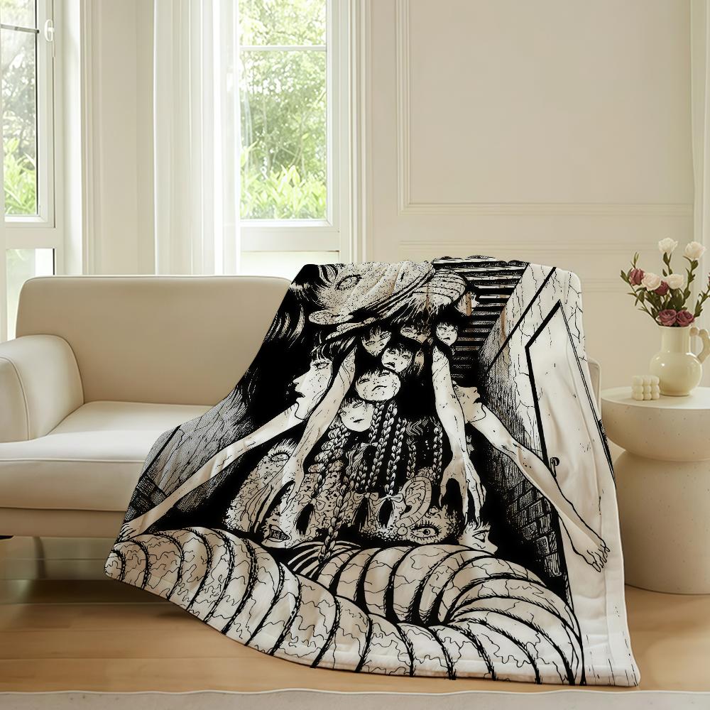 Horror anime Tomie Kawakami Blanket For Sofa Office Bed Plane Travel Sleep Read Relax Camping Soft And Warm