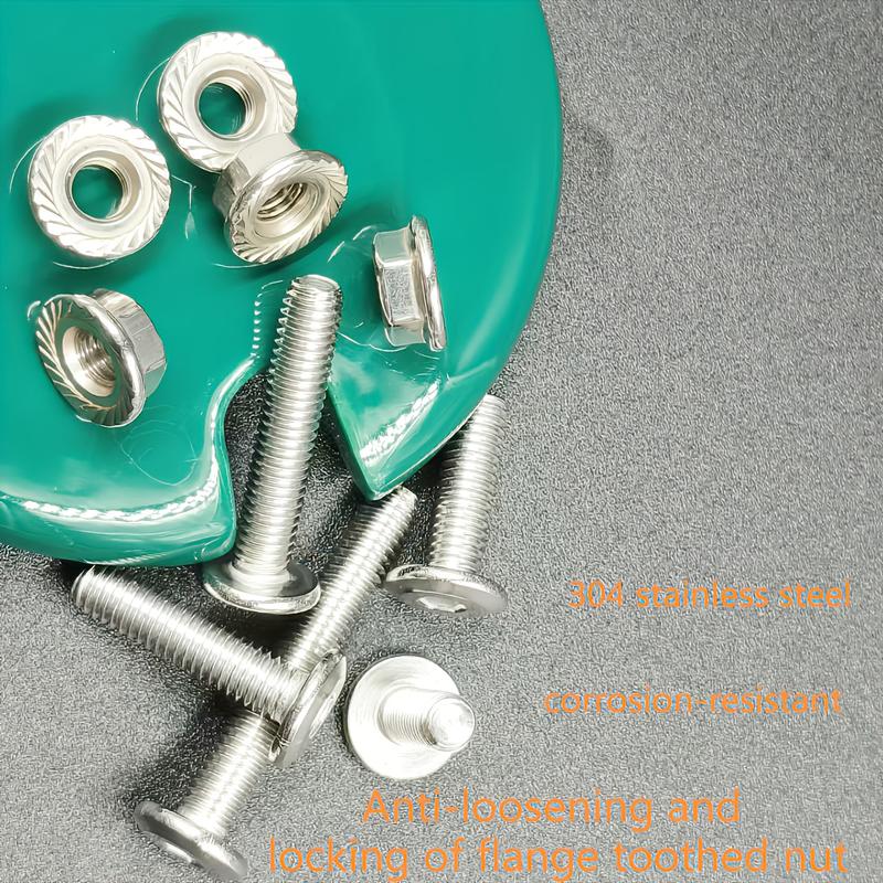 184pcs M6 Stainless Steel Beveled Flat Head Hex Socket Head Screws, Flange Nuts, Furniture Screws, Bed Repair Screws