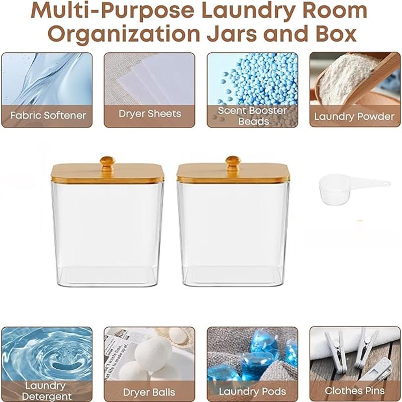 Laundry Room Organization Storage Containers 80oz Laundry Pod Containers with Lids for Laundry Detergent Laundry Pods Dry Sheet