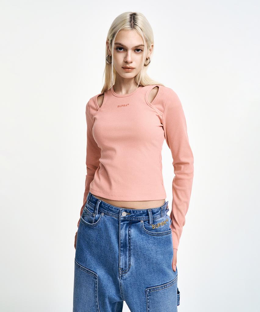SUPRA Women'S Cutout Long Sleeve T-Shirt (Pink)