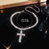 Elegant Luxury Inlaid Synthetic Zirconia Hip Hop Cross Necklace For Women Girls Sparkling Pendant Party Jewelry Birthday Gift