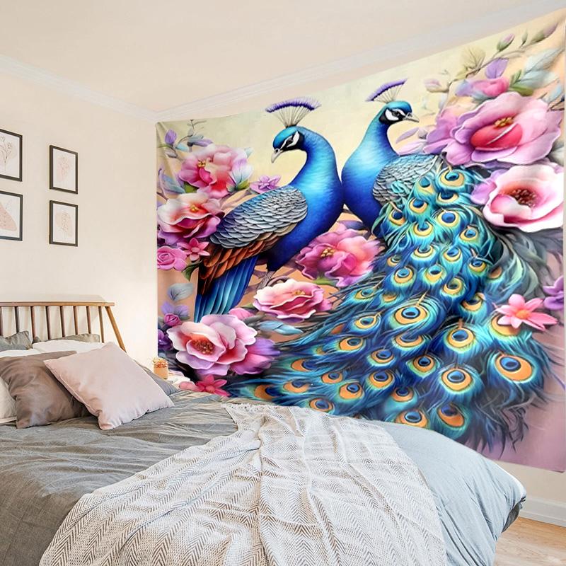 Peacock In The Forest Tapestry Room Decoration Wall Hanging for Living Room Bedroom, dormitory, Birthday and Christmas gifts