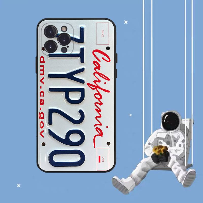 Retro Funny License Plate Number Car Phone Case For iPhone 8 7 6 6S Plus X SE 2020 XR XS 14 11 12 13 Mini Pro Max Mobile Case