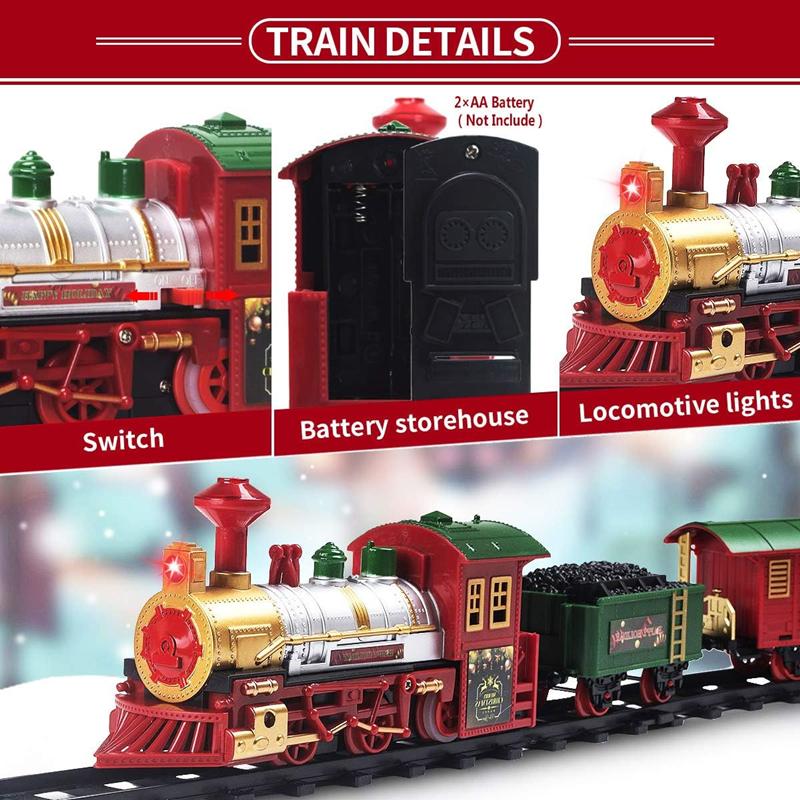 Set Treno di Natale con Luci Suoni Set Binari Ferroviari Locomotiva Motrice per Albero di Natale Giocattoli Elettronici Regalo per Bambini