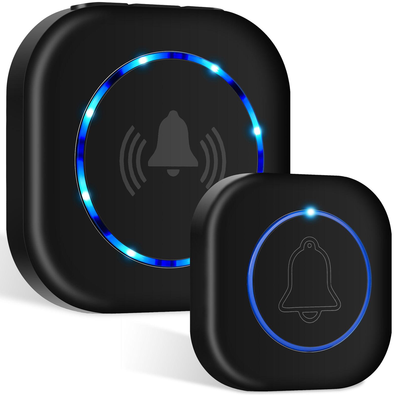 

Беспроводной дверной звонок Водонепроницаемый приветственный звонок Домашний дверной звонок Интеллектуальный 4 уровня громкости Дверные звонки 300 м Расстояние Пульт дистанционного управления чёрный