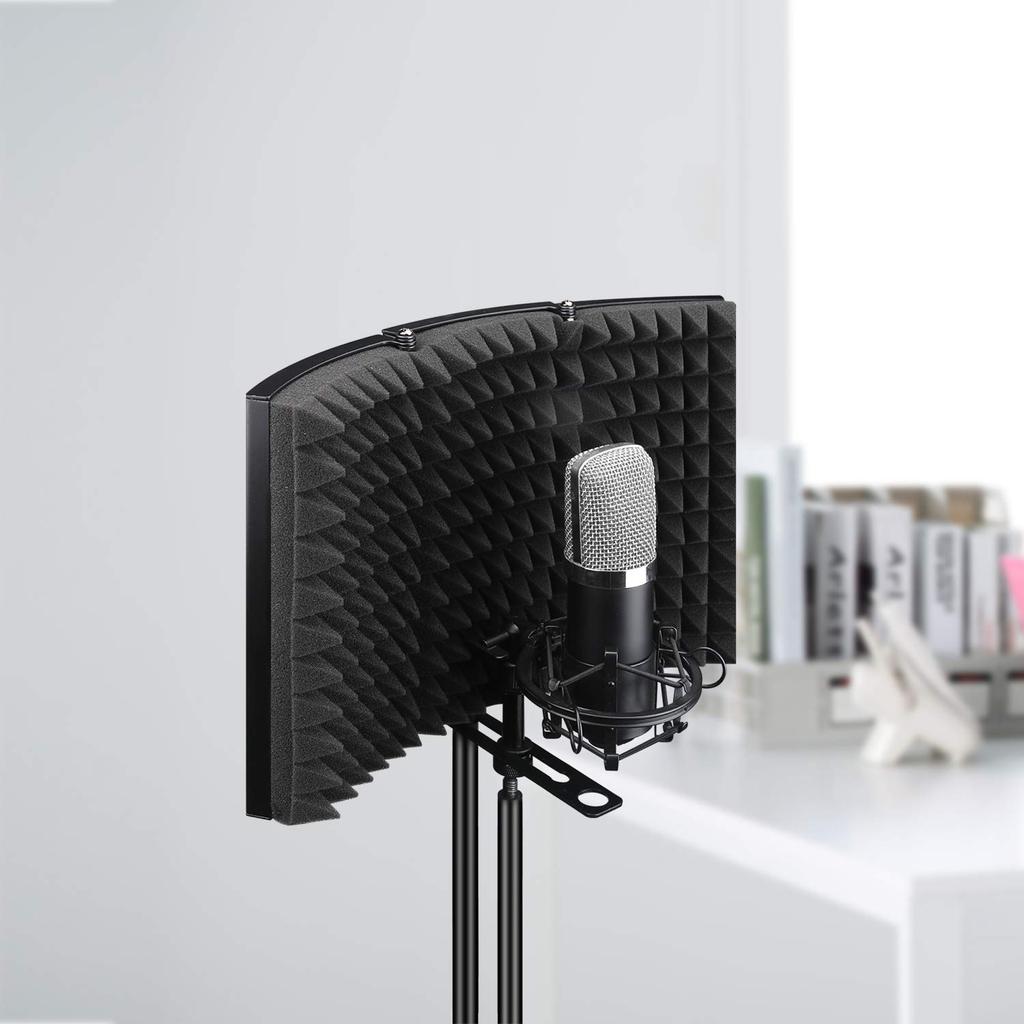 Aokeo Microphone Soundproofing, Sound Absorbing Shield, Foldable Microphone Isolation Shield for Vocal Recording and Broadcasting, Reflection Filter,