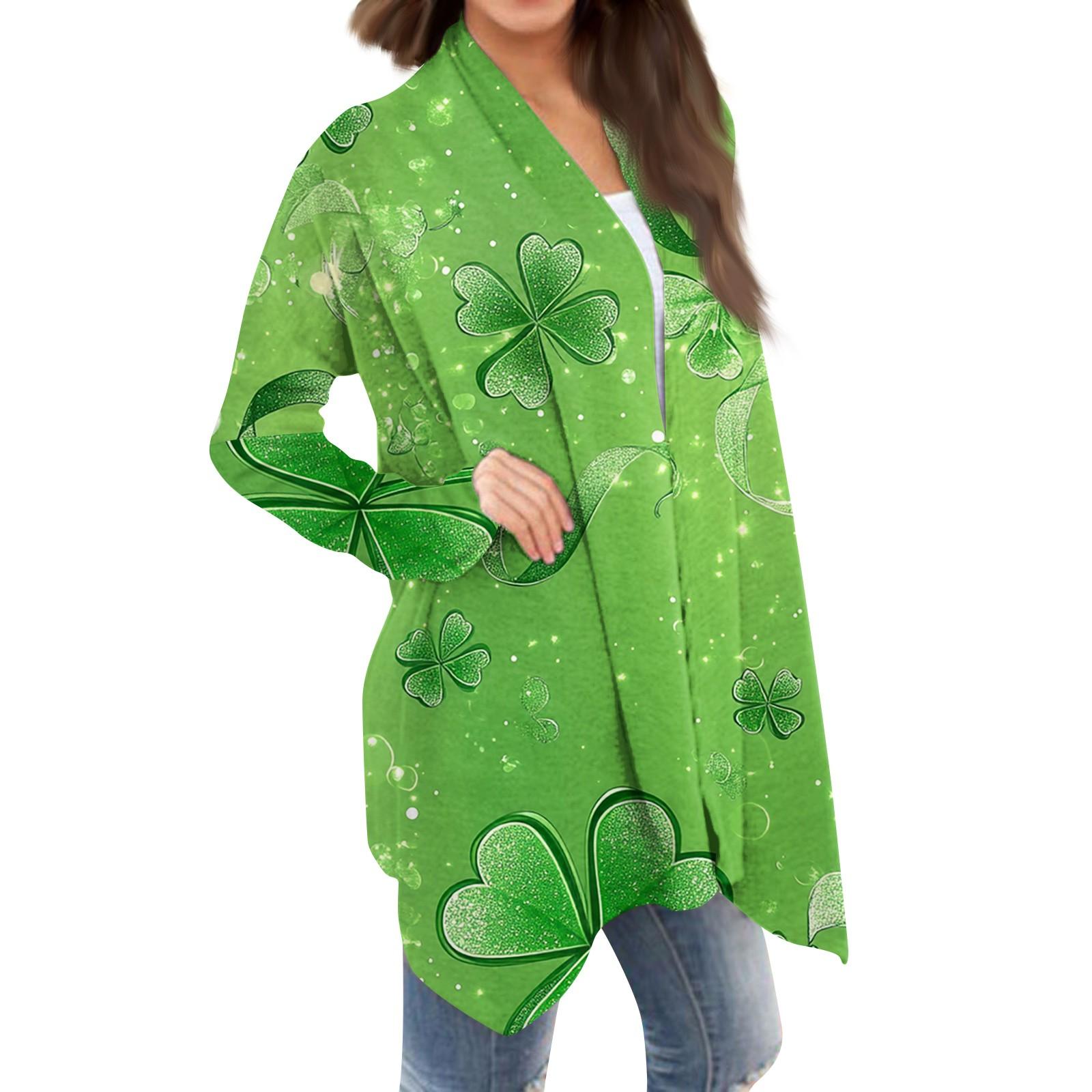 

Женская мода, повседневный рождественский принт, кардиган средней длины, куртка, пальто L армия зеленый