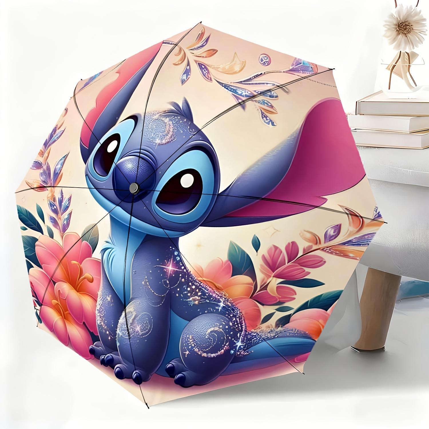 

1pc Disney Stitch Cartoon Character Automatic Umbrella, All-Weather Folding Umbrella Suitable for All Occasions, Portable Comp (as the picture,Iron&8K)