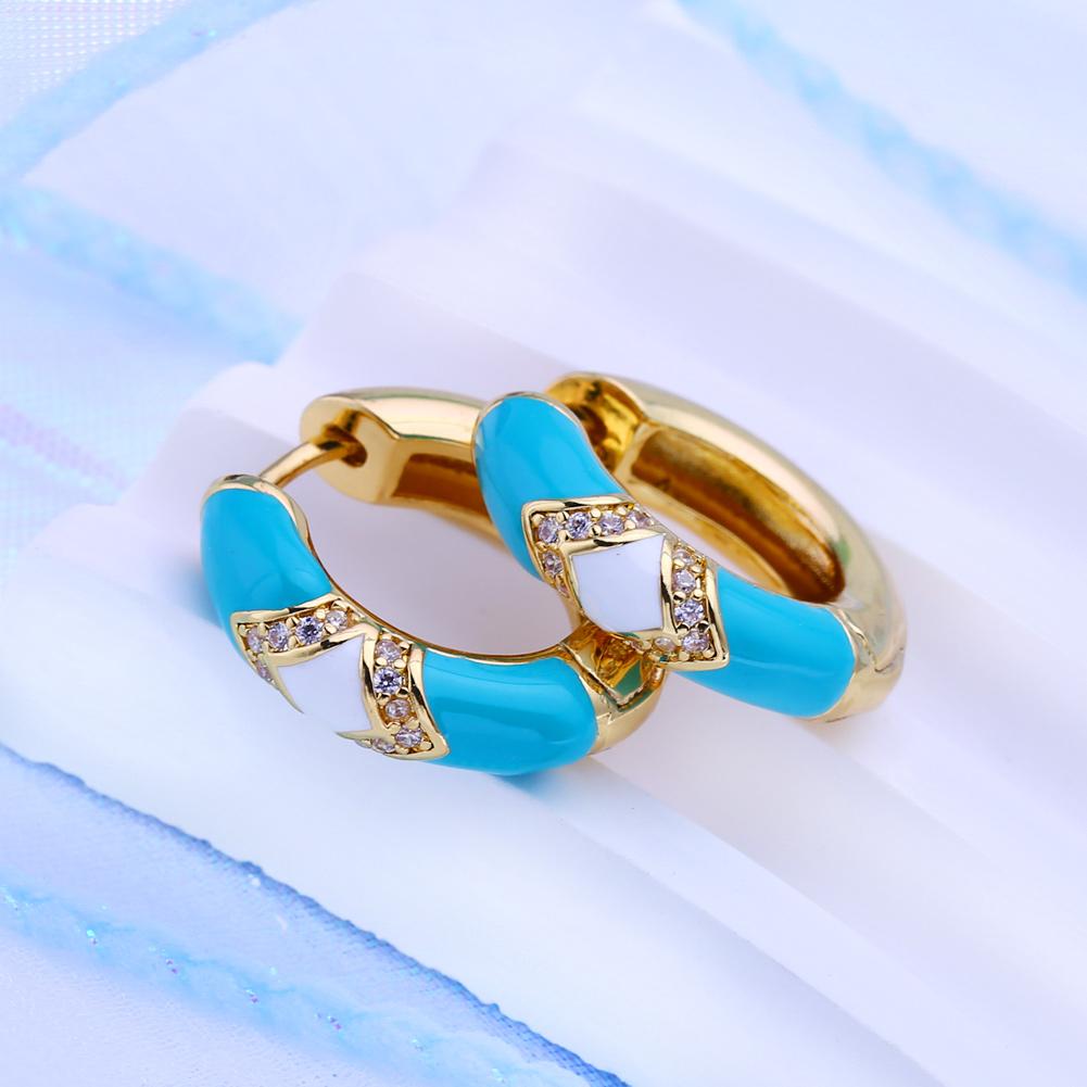 KNIKOO Clip Earrings For Women Cubic Zirconia Fashion Blue Hoop Earrings Jewelry For Wedding Party Gifts