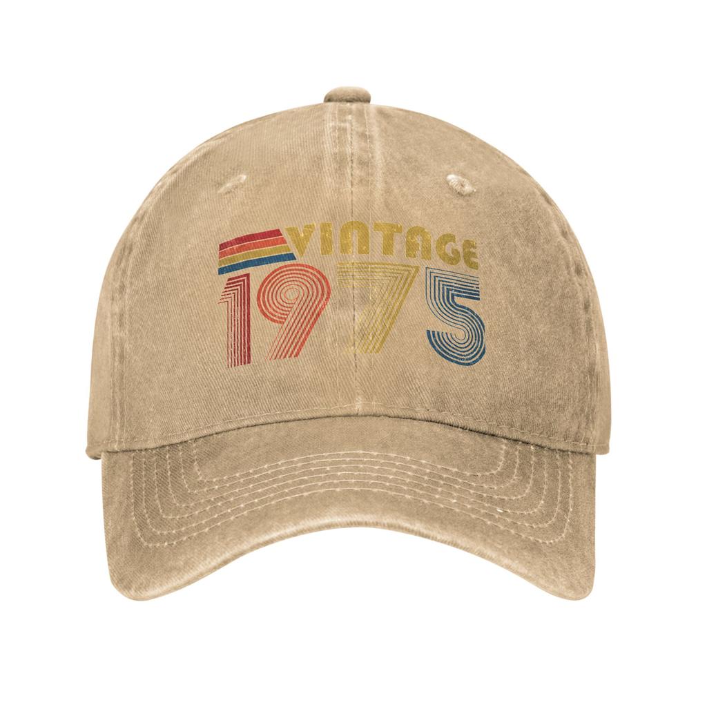 Washed Baseball Cap Vintage 1975, 50th Birthday Gift Distressed Design Fun Summer Trucker Hat For Female Male  Sun Snapback Cap