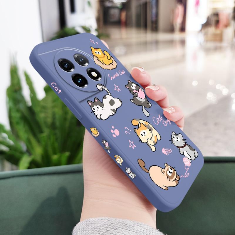 Cat String Ball Phone Case For Oneplus 12 12R 11 11R 10 10R 10T 9R 9RT 9 8T 8 7 7T Pro 5G Liquid Silicone Cover
