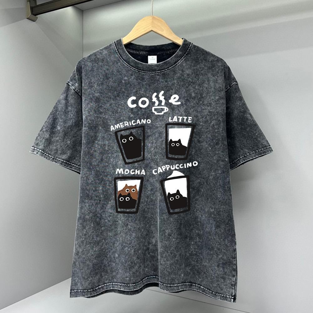 Vier verschiedene Kaffeesorten Herren T-Shirt Mode Lässige T-Shirts Street Oversize T-Shirt Locker Atmungsaktives T-Shirt Kleidung