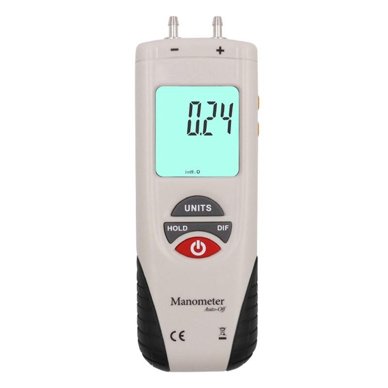 Digital Air Pressure Gauge HT-1890 Gas Manometer Dual Port Data Hold Meter For HVAC Gas Testing Applications