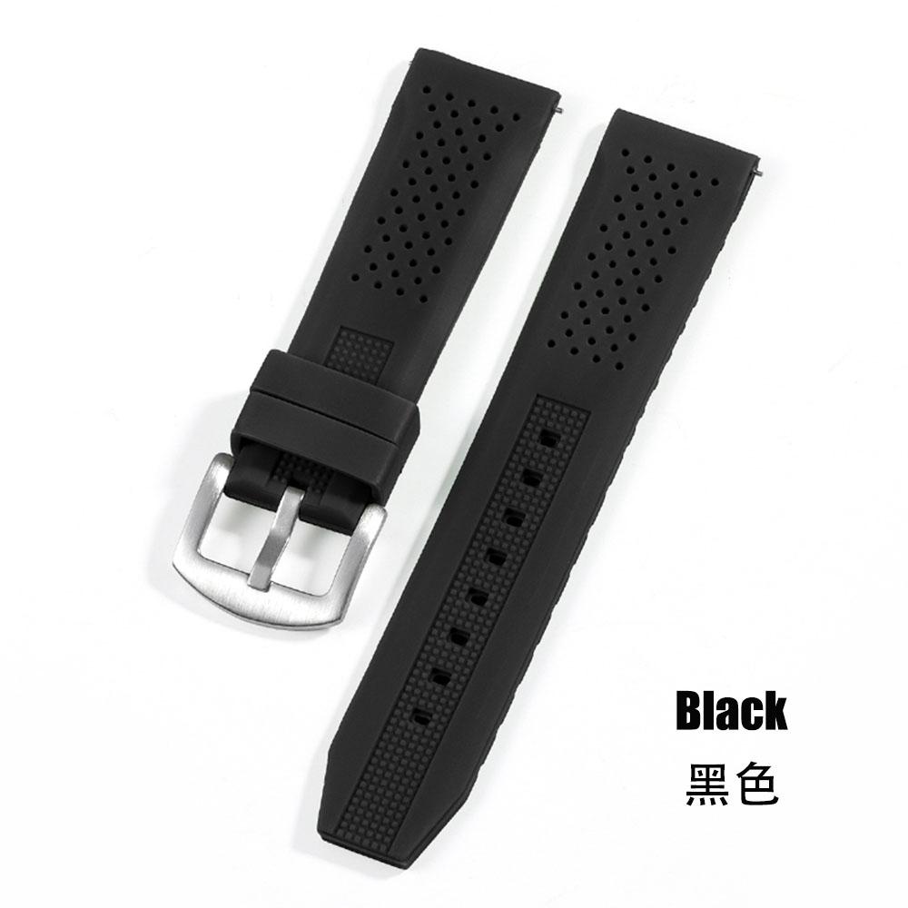 

16mm 18mm 20mm 22mm 24mm Rubber Straps for Seiko for Omega Silicone Watch Strap Quick Release Breathable Band Watch Accessories 16mm чорний
