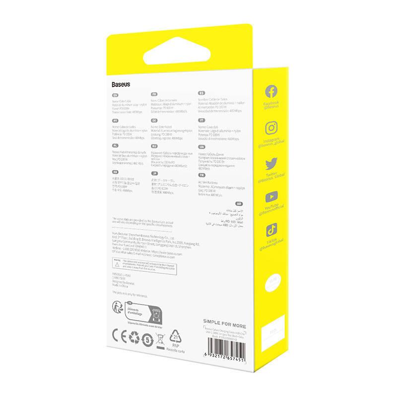 Kabel Baseus Cafule Usb-C Do Usb-C 100W,1M, 2Szt (Czerwono-Czarny, Szaro-Czarny)