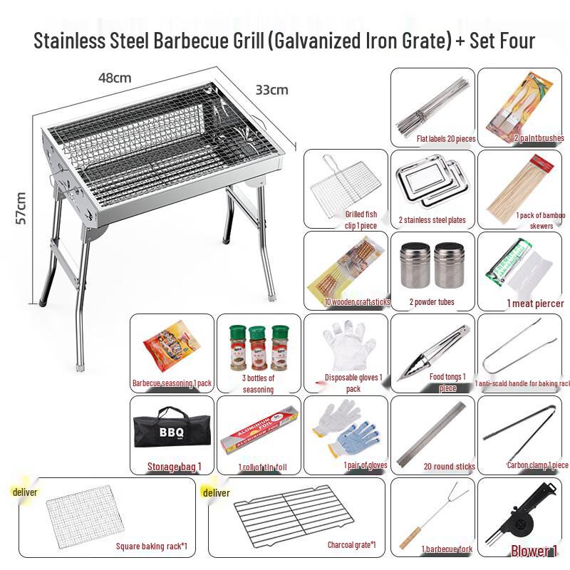 Stainless Steel BBQ Grill with Galvanized Net