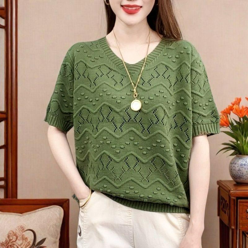 Plus Size Mint Mambo Men's Sweater Obese Women's Fat Sweater Short-sleeved Thin