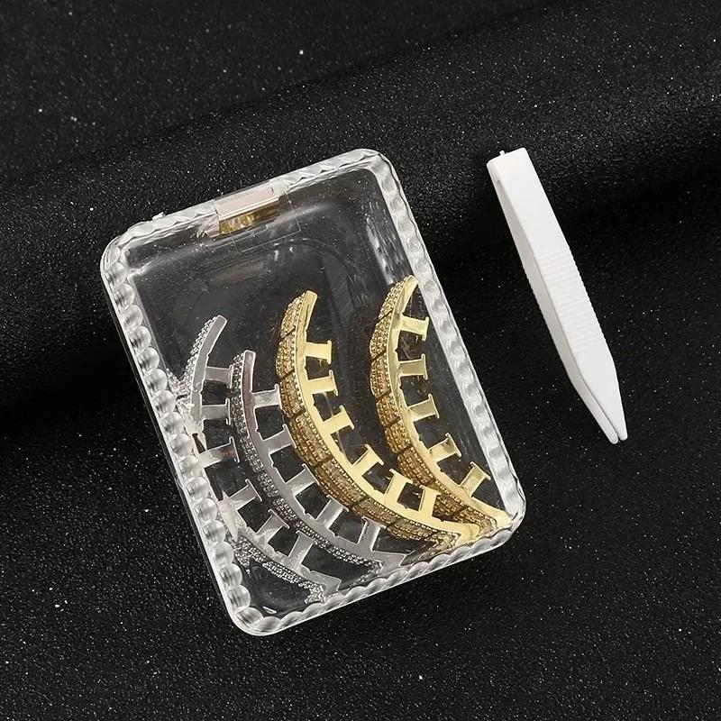 HipHop CZ Teeth Set For Unisex Top Bottom Mouth Gold  Color Teeth Tooth Cap Removable Dental Fashion Jewelry