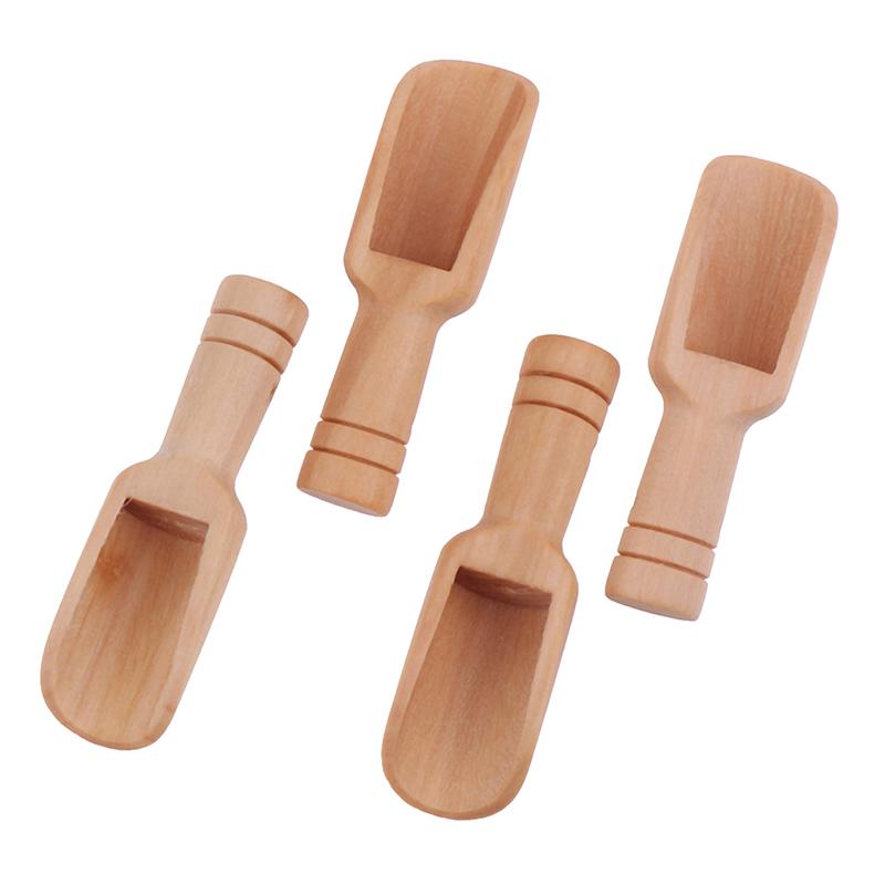 4PCS Wooden&Mini Spoon Spice Spoon Sugar Tea Coffee Scoop Small Condiment Spoon