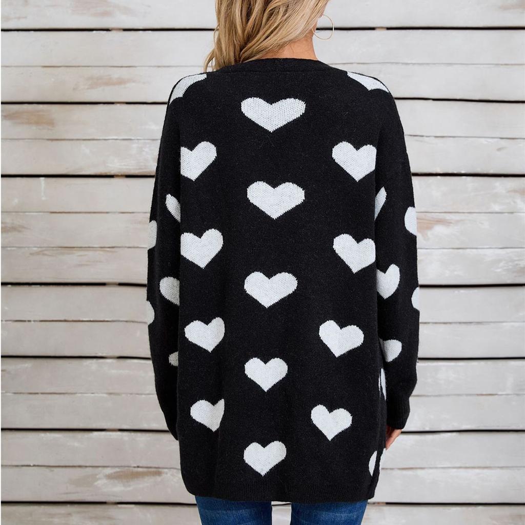 Women's Casual Fashion Cardigan Heart Sweater Knitted Cardigan Bottoming Shirt