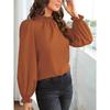 Women's Fashion Casual Spring Fall Solid Color Print Long Sleeve O-Neck Blouses & Shirts