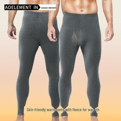 Pantaloni Termici Slim a Vita Alta Foderati in Pile da Uomo per Autunno/Inverno