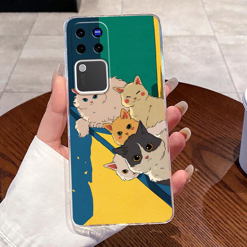 Jelly Casing For Vivo V30 Pro V2319 VivoV30 V2318 Clear Silicone Soft TPU Back Cover Cute Cat Rabbit Heart Protective Case