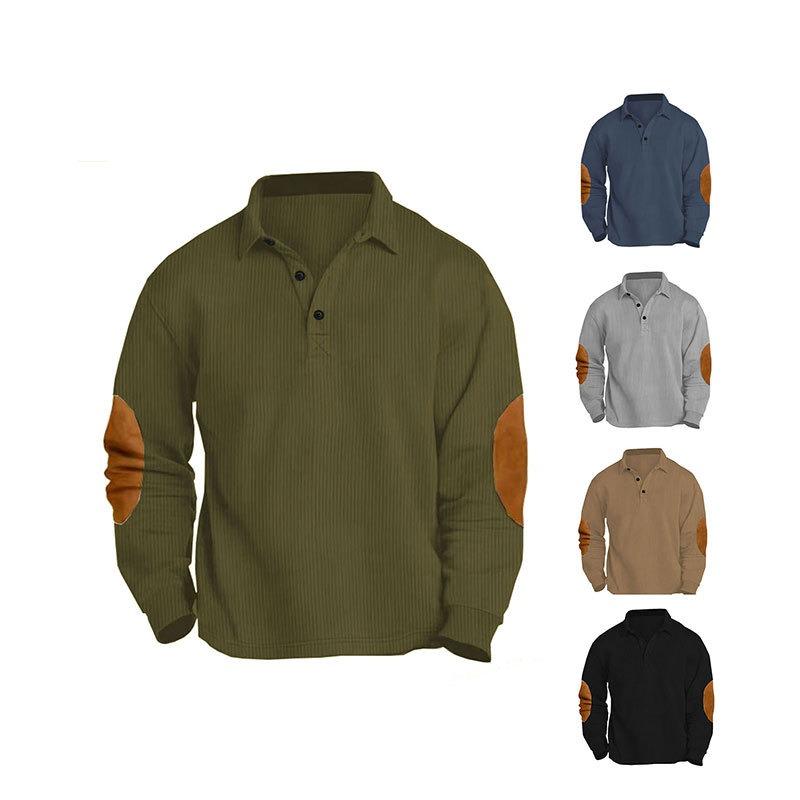 Spring and Autumn Men's Long Sleeve Lapel Polo Shirt Sweater T-Shirt Bottom Men