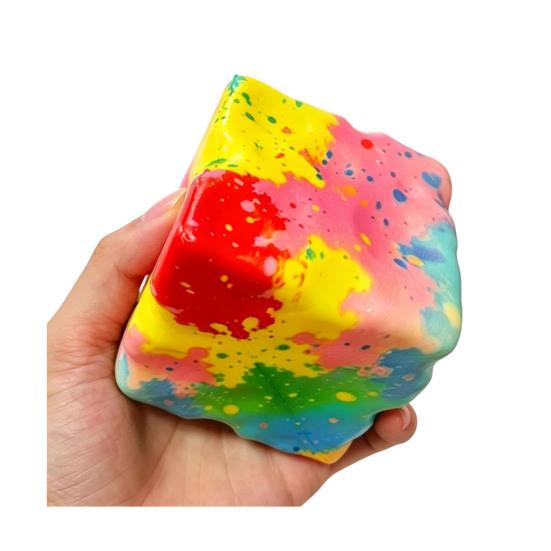 Cube Slow Rising Squeeze Toy, Maltose Texture Stress Relief Fidget, Soft Chewy Sensory Desk Decor with Gradient Tie-Dye, Portable Anxiety Relief Toy
