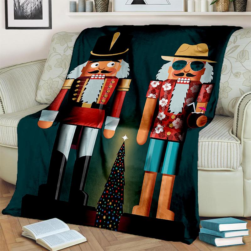 The Nutcracker Merry Christmas Cartoon Doll Festival Gift Blanket,Soft Throw Blanket for Home Bedroom Bed Sofa Picnic Cover Kids