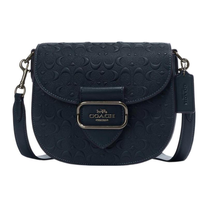 COACH Morgan 20 Classic Buckle Closure Calf Leather Saddle Bag Shoulder Bag Crossbody Bag Small Women s Midnight Navy Blue синий