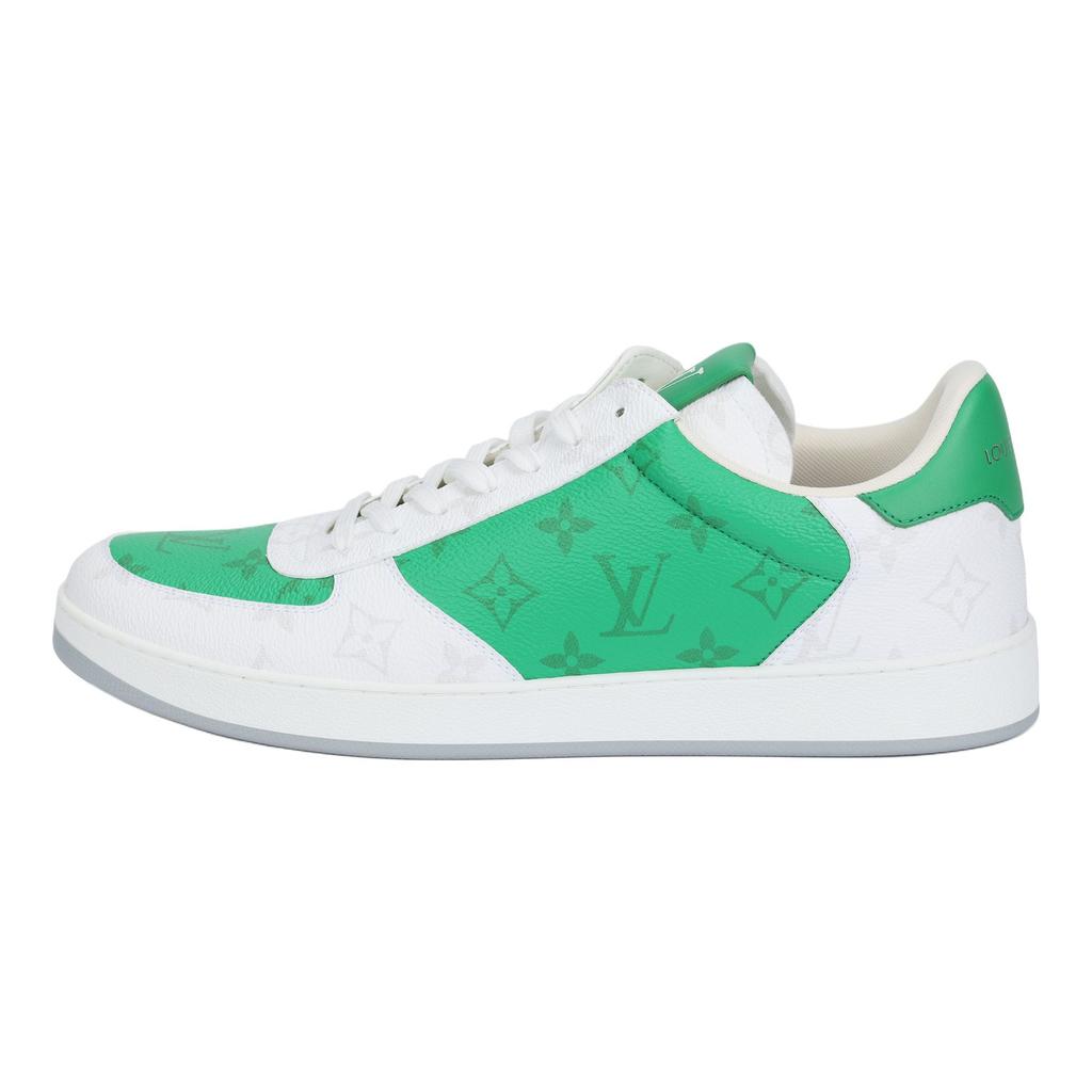 Louis Vuitton Rivoli Canvas Low Top Skateboard Shoes Men's White Green 1AARZE