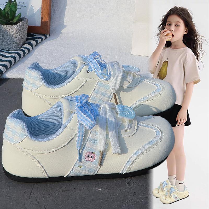 Girls' German Training Shoes 2025 New Autumn Fashion Sports Shoes Children's Puff Board Shoes Students Wear White Shoes Tide