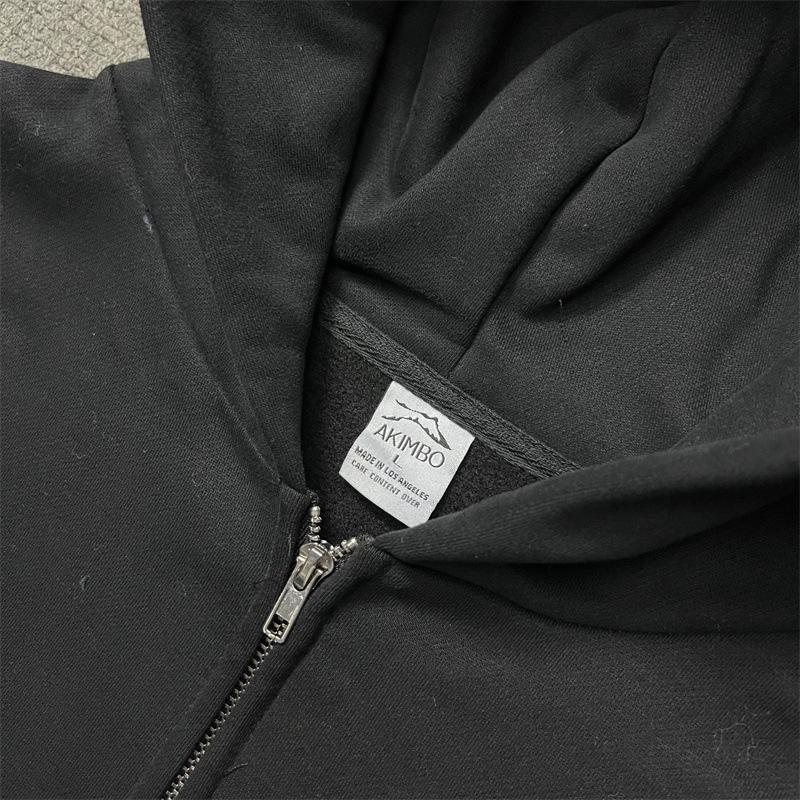 AKIMBO Trendy Mikina na zip s potiskem loga - Podzim/Zima Mikina s plyšovou podšívkou