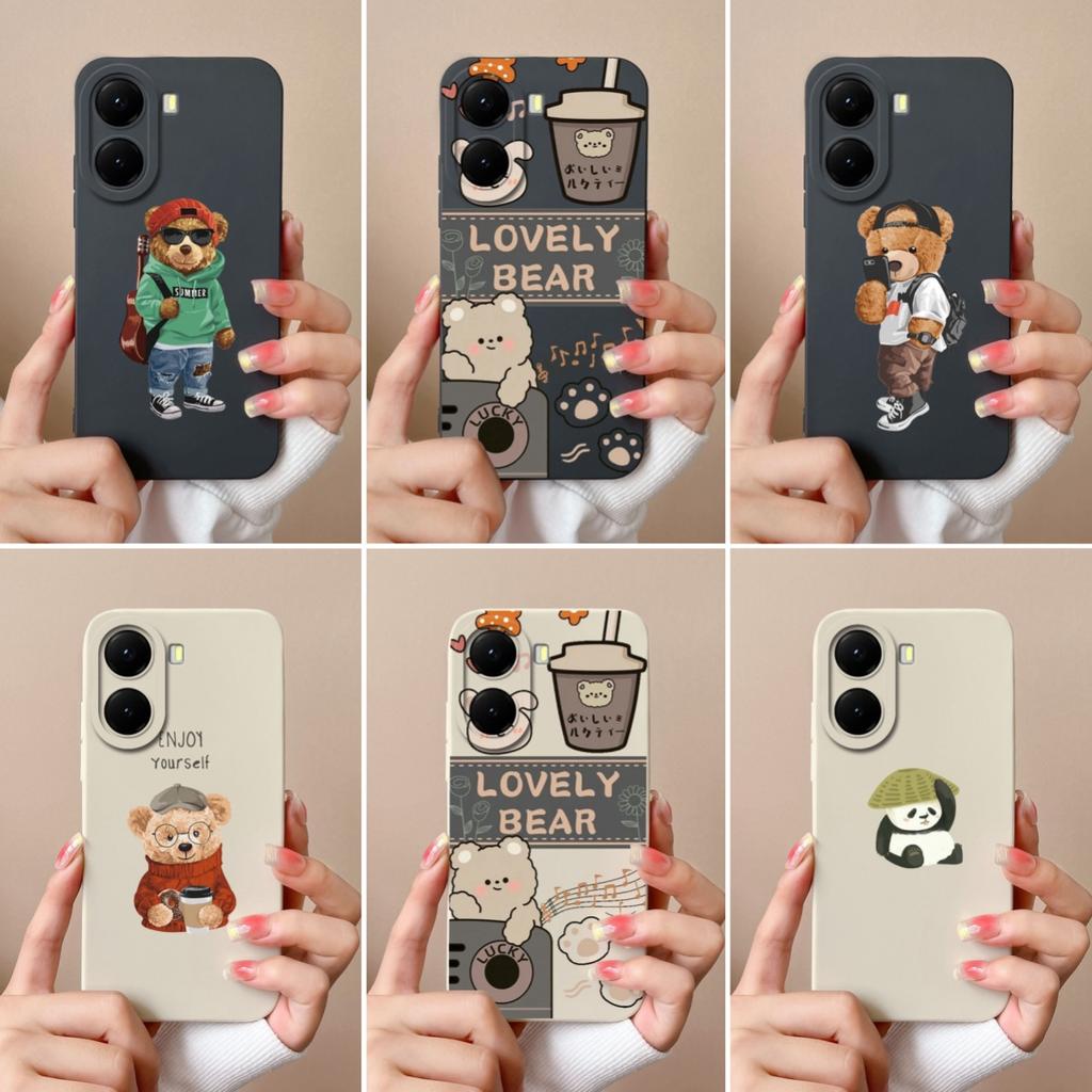 Cover Cases For Redmi A2 13 14C A1 Turbo 4 A4 K70 Ultra A5 14R Lovely Panda Little Bear Pattern Liquid Silicone Dustproof Protective For Redmi Housing
