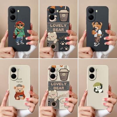 Hüllen für Redmi A2 13 14C A1 Turbo 4 A4 K70 Ultra A5 14R Liebliches Panda Kleiner Bär Muster Flüssigsilikon Staubdicht Schützend Für Redmi Gehäuse