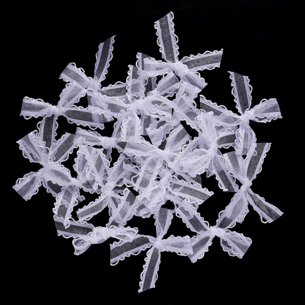 20pcs/pack 3.5X4cm Gauze Bows Colorful Small Size Satin Ribbon Bowknot Flower for Craft Handwork DIY Party Decoration Supplies