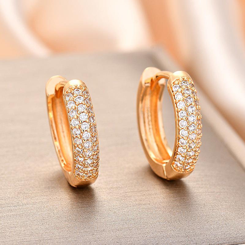 High-End French Retro Zirconia Crystal Diamond Circle Earrings