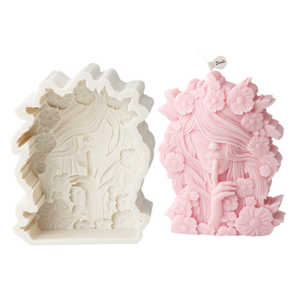 Beautiful Flower Girl Shaped Silicone Mold Unique Floral Girls Candle Crafting Mold Silicone Mold for Artistic Crafters
