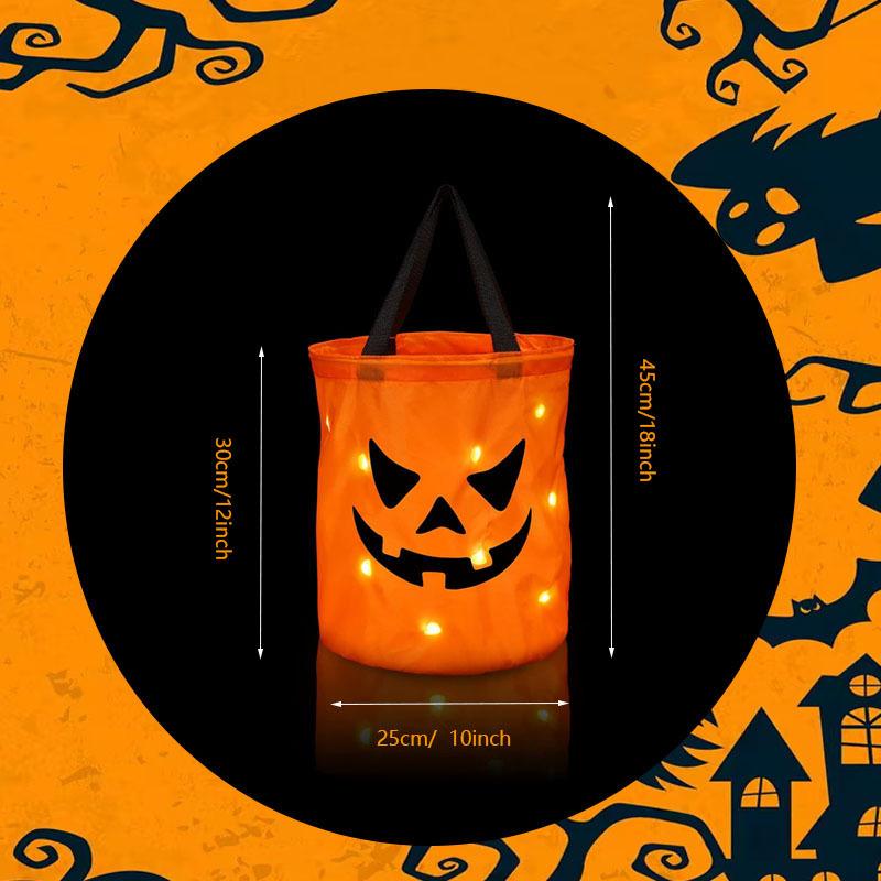 Halloween Ghost Face Tote Bag Christmas Pumpkin Candy Bag Children's Luminous Handheld Gift Bag Halloween Party Scene Decoration